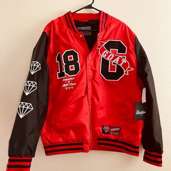 Brooklyn Cloth MFG Co Other - NWT Goat 18 Varsity Bomber Jacket Red Black "Greatest of All Time" Size L